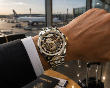 HOURSLY Automatic Skeleton Watch – Silver & Gold