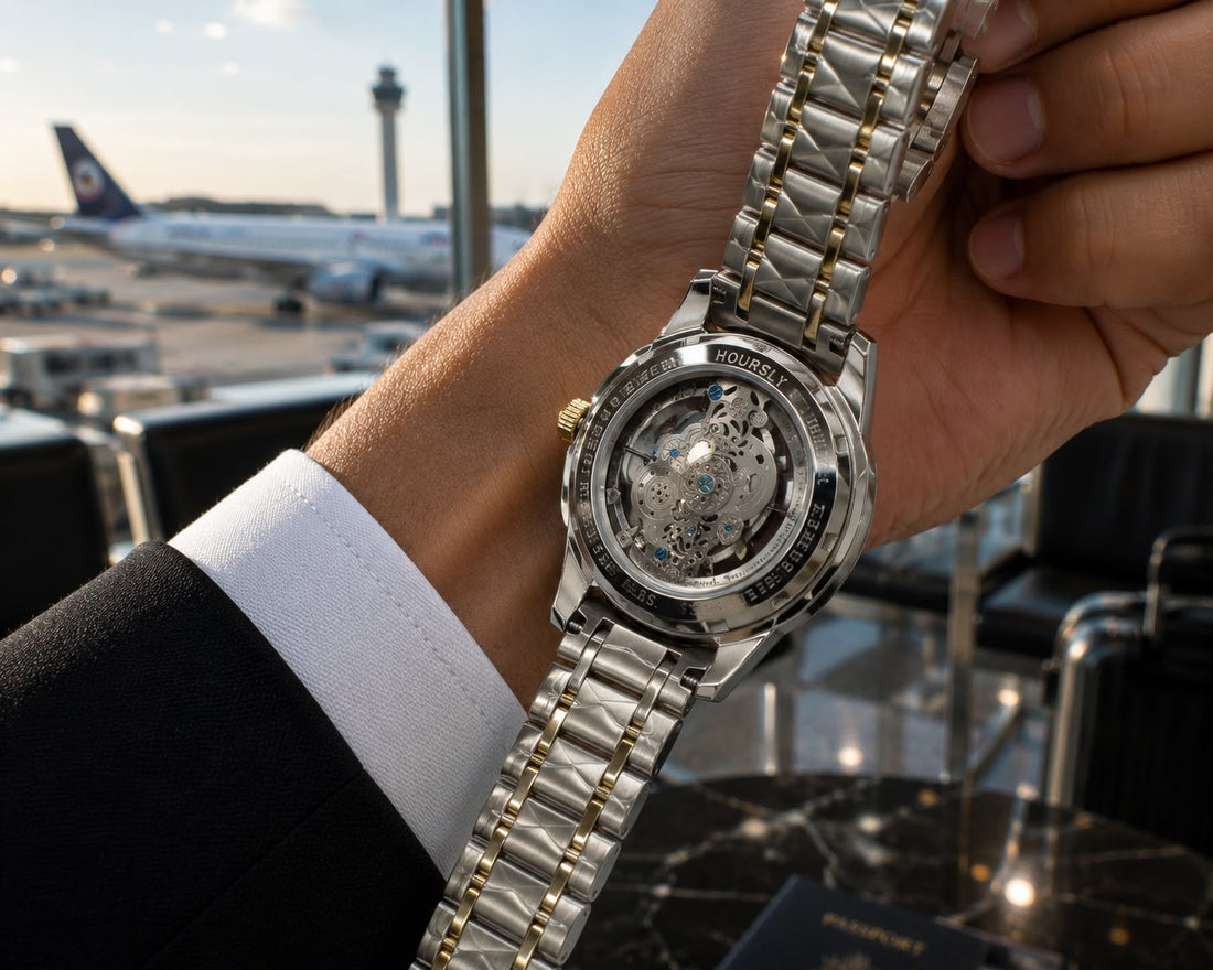 HOURSLY Automatic Skeleton Watch – Silver & Gold