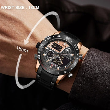 NAVIFORCE Dual Display Stainless Steel Watch for Men