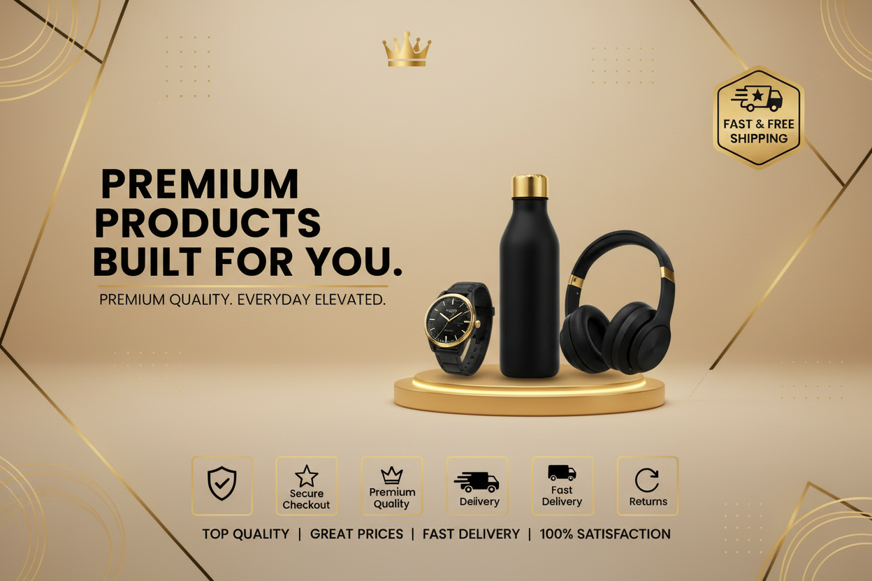 Premium Products Banner - Beige Gold